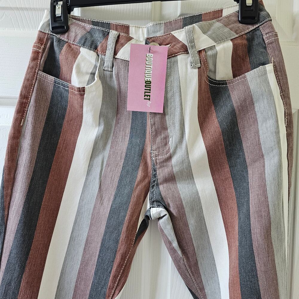 Wisteria Lane 26 Bell Bottom Jeans Vintage Style Striped Boho Y2K Hippie 70's - Picture 12 of 13
